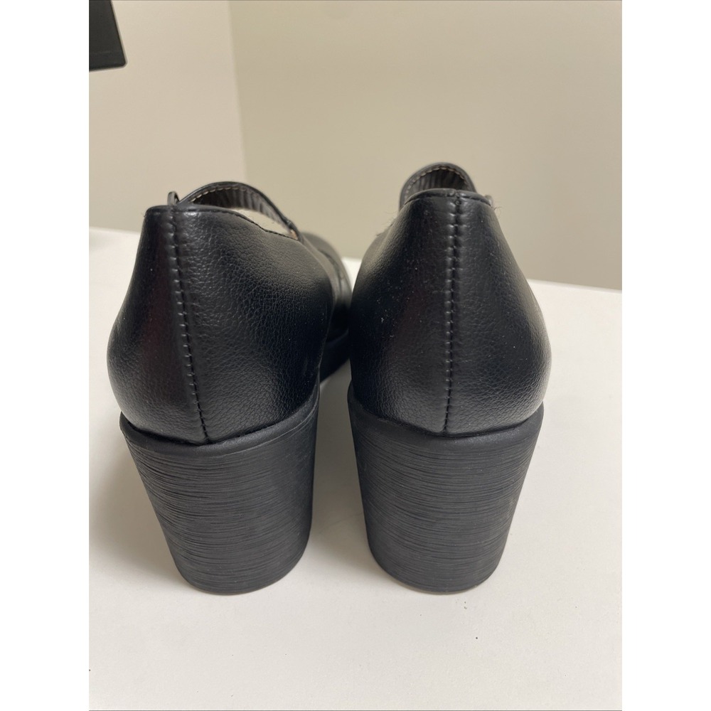 Naturalizer Soul Black Leather Platform Mary Jane Wedge Heels Size 8 - Picture 4 of 10
